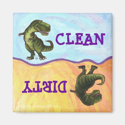 TRex Dino-hoofden en Tails Dirty Clean Dishwas Magneet (Voorkant)