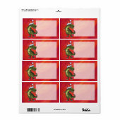 TRex Dino in Santa Hat op rood Etiket (Full Sheet)