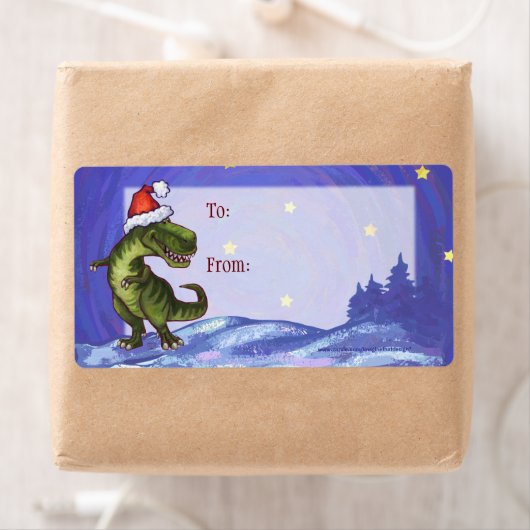 TRex Dino Kerstcadeau Label (Insitu)