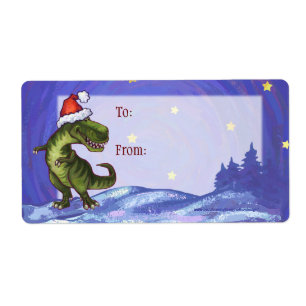 TRex Dino Kerstcadeau Label