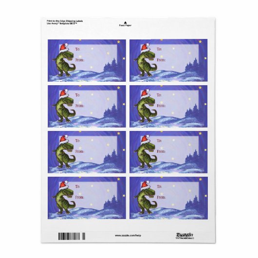 TRex Dino Kerstcadeau Label (Full Sheet)