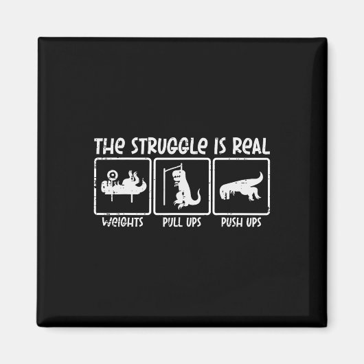 Trex Dino Struggle is echt gewichten Gym Workout M Magneet (Voorkant)