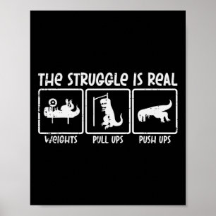 Trex Dino Struggle is echt gewichten Gym Workout M Poster