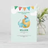 TREX Dinosaur 9e verjaardag Uitnodiging (Staand voorkant)