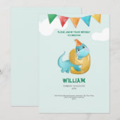 TREX Dinosaur 9e verjaardag Uitnodiging (Voorkant / Achterkant)