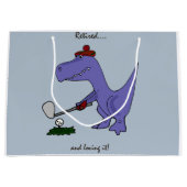 Trex Dinosaur die Golf speelt Large Cadeautasje (Voorkant)