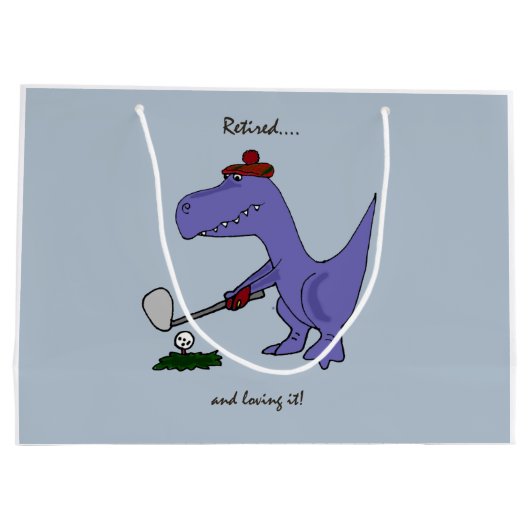 Trex Dinosaur die Golf speelt Large Cadeautasje (Achterkant)