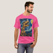 Trex Dinosaur Dino - Van Gogh Style - Sterrennacht T-shirt (Voorkant volledig)