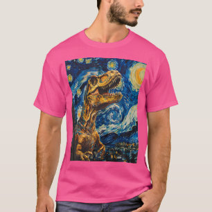 Trex Dinosaur Dino - Van Gogh Style - Sterrennacht T-shirt