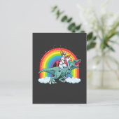 Trex Dinosaur Franse Bulldog Eenhoorn Regenboog Briefkaart (Staand voorkant)