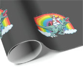 Trex Dinosaur French Bulldog Unicorn Rainbow Cadeaupapier (Rol Hoek)