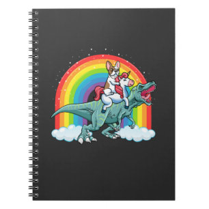 Trex Dinosaur French Bulldog Unicorn Rainbow Notitieboek