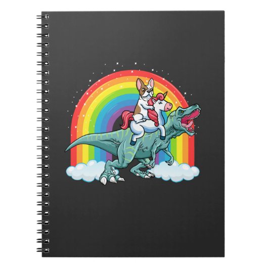 Trex Dinosaur French Bulldog Unicorn Rainbow Notitieboek (Voorkant)