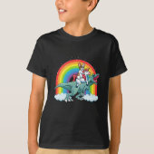 Trex Dinosaur French Bulldog Unicorn Rainbow T-shirt (Voorkant)