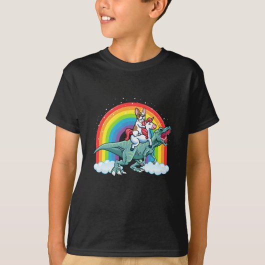 Trex Dinosaur French Bulldog Unicorn Rainbow T-shirt (Voorkant)