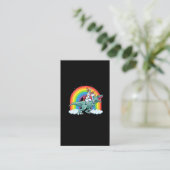 Trex Dinosaur French Bulldog Unicorn Rainbow Visitekaartje (Staand voorkant)