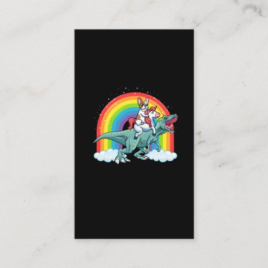 Trex Dinosaur French Bulldog Unicorn Rainbow Visitekaartje (Voorkant)