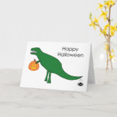 Trex Dinosaur Halloween Kaart (Gele Bloem)