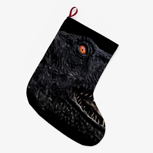 Trex Dinosaur Head Dark Poster Grote Kerstsok (Voorkant (Hangend))