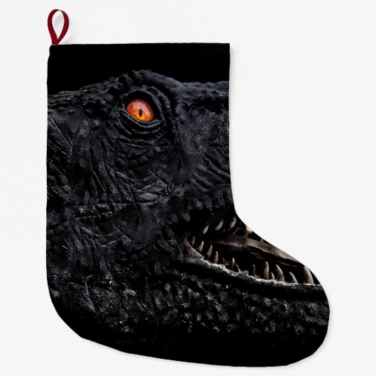 Trex Dinosaur Head Dark Poster Grote Kerstsok (Voorkant)