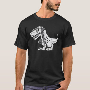 Trex Dinosaur Ice Hockey Cute Player Goalie Mannen T-shirt