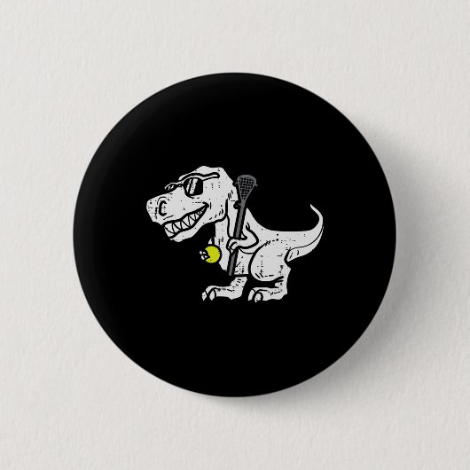 Trex Dinosaur Lacrosse Funny Lax Player Goalie Kin Ronde Button 5,7 Cm (Voorkant)