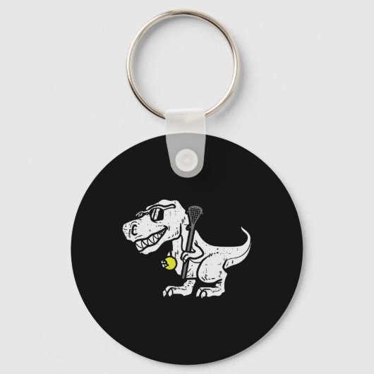 Trex Dinosaur Lacrosse Grappige Lax Speler Keeper  Sleutelhanger (Voorkant)