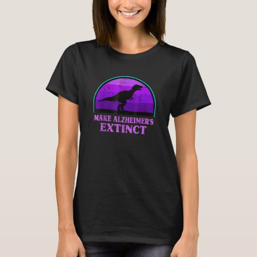 Trex Dinosaur Make Alzheimer Extincted Awareness K T-shirt (Voorkant)