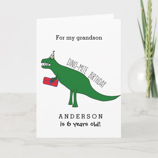 Trex Dinosaur Verjaardag Kleinzoon Kaart (Voorkant)