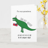 Trex Dinosaur Verjaardag Kleinzoon Kaart (Gele Bloem)