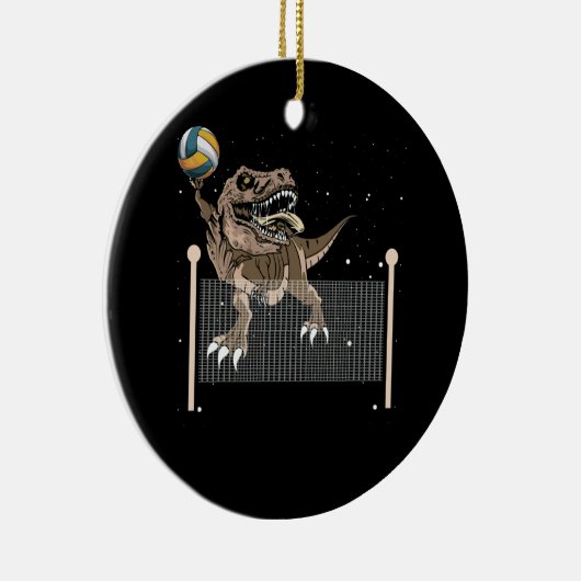 Trex Dinosaur Volleyball Sport Player Keramisch Ornament (Rechts)