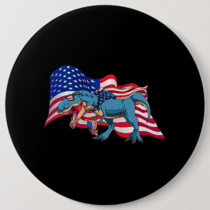 TRex Dinosaurus Amerikaanse vlag 4th van juli onaf Ronde Button 6,0 Cm