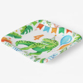 Trex Dinosaurus Boys Verjaardag Waterverf Papieren Bordje (Gebogen)