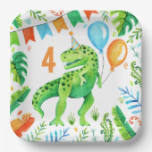 Trex Dinosaurus Boys Verjaardag Waterverf Papieren Bordje (Voorkant)