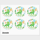 Trex Dinosaurus Boys Verjaardag Waterverf Ronde Sticker (Vel)