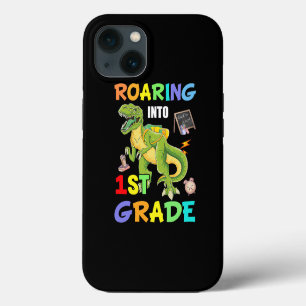 Trex-dinosaurus die brult naar het eerste leerjaar iPhone 13 hoesje