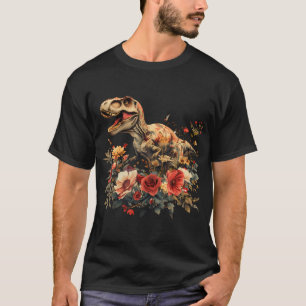 Trex Dinosaurus Dino Bloembloem T-shirt
