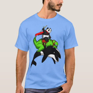 TRex Dinosaurus Panda Riding Orka Whale T-shirt