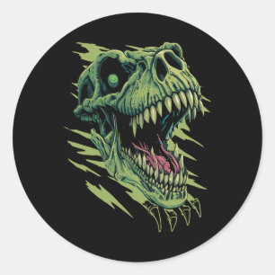 TRex Dinosaurus Tyrannosaurus Rex Roaring Dino Hea Ronde Sticker