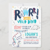 TREX Dinosaurus Verjaardag Uitnodiging Roar Wild D (Voorkant)