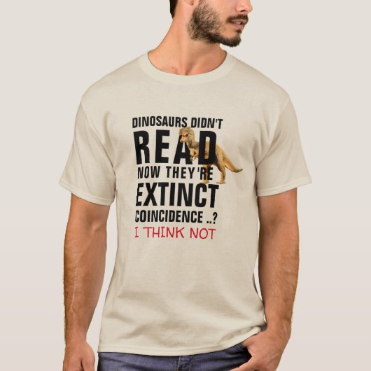 trex dinosaurussen lezen geen grappige Tyrannosaur T-shirt (Voorkant)
