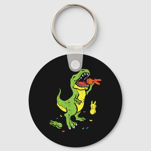 Trex Eet Konijn Grappig Pasen Dinosaur Liefhebber  Sleutelhanger (Voorkant)