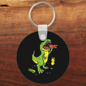 Trex Eet Konijn Grappig Pasen Dinosaur Liefhebber  Sleutelhanger (Voorkant)