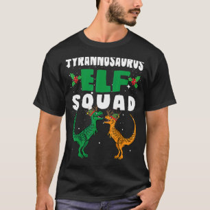 TRex Elf Squad Rex Dinosaur Matching Family Christ T-shirt