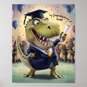 Trex in pet en toga houder diploma poster