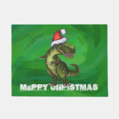 TRex in Santa Hat op groen Deurmat (Voorkant)