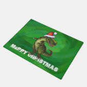 TRex in Santa Hat op groen Deurmat (Schuin)