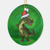 TRex in Santa Hat op groen Keramisch Ornament (Links)