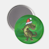 TRex in Santa Hat op groen Magneet (Voorkant / Achterkant)