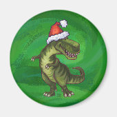 TRex in Santa Hat op groen Magneet (Voorkant)
